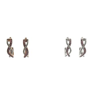 Kallati Gold Diamond Hoop Earrings 2 Pairs