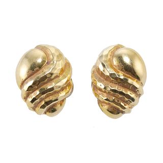 18k Hammered Gold Earrings