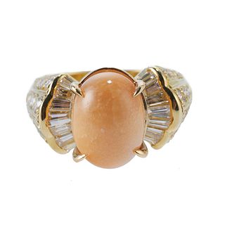 GIA 10.26ct Melo Natural Saltwater Pearl 18k Gold Diamond Ring