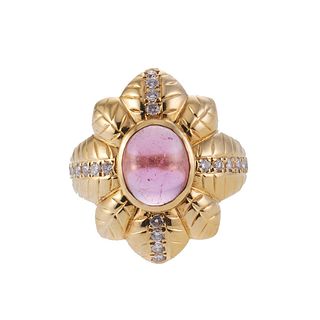 18k Gold Pink Tourmaline Diamond Ring
