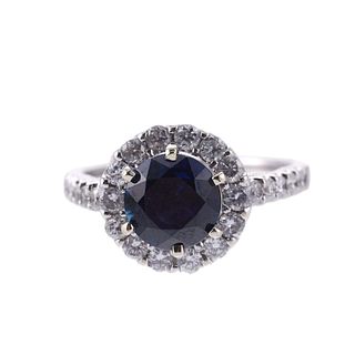 Certified 2.16ct Sapphire 14k Gold Diamond Ring