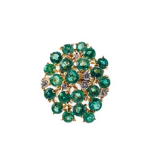 14k Gold Diamond Emerald Cocktail Ring 