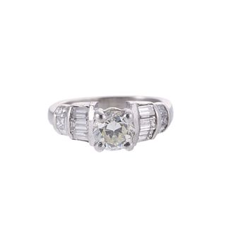 Midcentury Platinum Diamond Engagement Ring