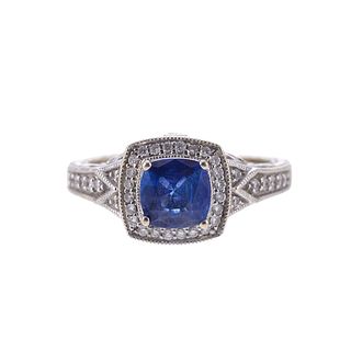 14k Gold Sapphire Diamond Engagement Ring