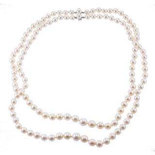 Midcentury 14k Gold Pearl Necklace