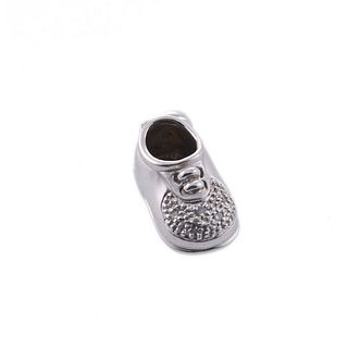 14k White Gold Diamond Baby Shoe Charm Pendant