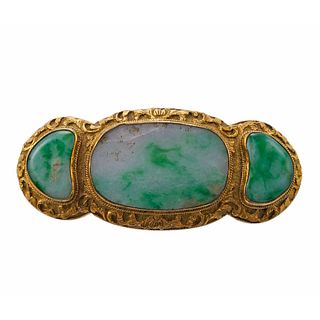 Antique Jade Brooch Pin Belt Buckle