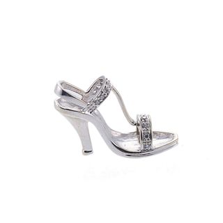 14k White Gold Diamond Ladies Shoe Charm Pendant
