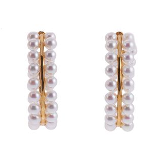 Assael 18k Gold Pearl Hoop Earrings