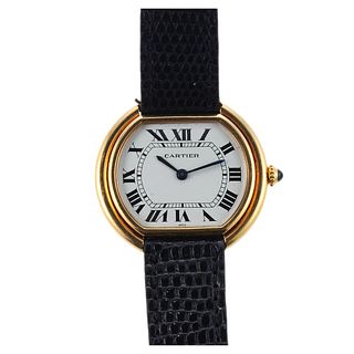 Vintage Cartier Ellipse Gondole 18k Gold Manual Wind Watch 