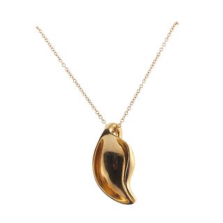 Tiffany & Co Peretti 18k Gold Leaf Pendant Necklace