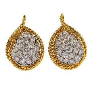1960's Gold 4.00ctw Diamond Earrings