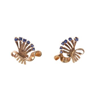Retro 14k Gold Sapphire Earrings
