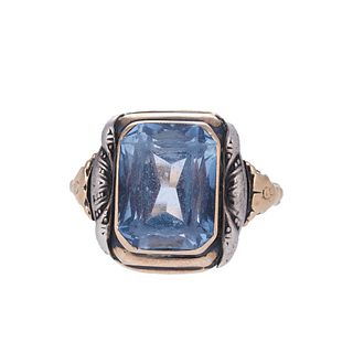Antique 14k Gold Silver Blue Gemstone Ring