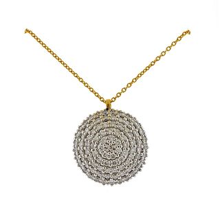 Gurhan Large Lentil Gold Diamond Pendant Necklace