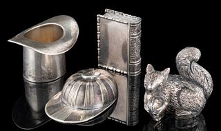 ENGLISH AND OTHER FIGURAL STERLING SILVER ARTICLES, LOT OF FOUR