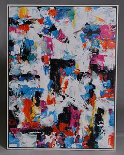 Modern colorful abstract oil painting on canvas