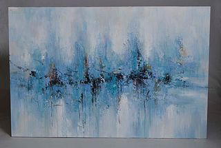 Large abstract oil painting 60x40, blue