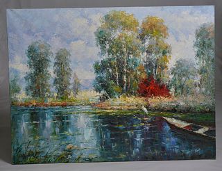 Large oil painting of landscape 48x36