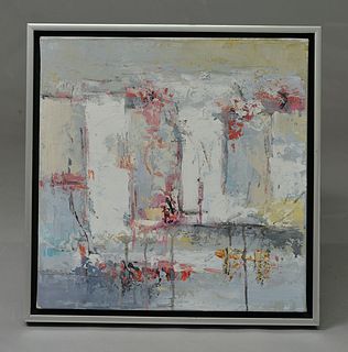 Framed colorful abstract oil painting on canvas 