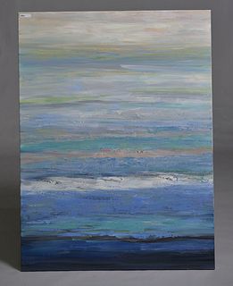 Large abstract oil painting, blue colors
