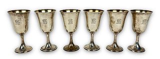 (6) R. Wallace & Sons Sterling Silver Goblets