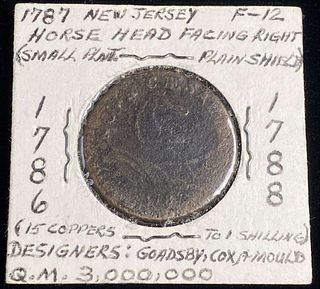 1787 New Jersey Colonial Copper Coin
