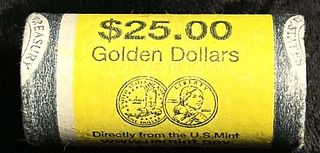 Roll (25-coins) 2000 Bank Wrapped $25 Sacagawea Dollar