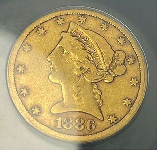 1886-S Liberty Head $5 Gold VF