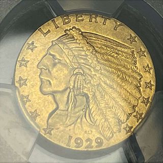 1929 Indian $2.50 Gold PCGS Genuine Scratch-UNC Detail