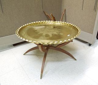 Brass Tray Top Table on Modernist Base.