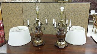 Pair of Baroque Candelabra Style Table Lamps.