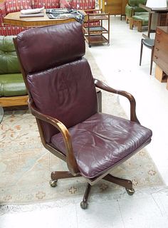 Drexel Heritage Burgundy Leather Office Chair.