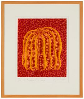 Yayoi Kusama (b. 1929), "A Pumpkin (RT)," 2004, Screenprint and glitter in colors on wove paper, watermark Arches, Image: 13" H x 10.625" W; Sheet: 17