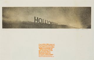 Edward Ruscha (b. 1937), "Hollywood in the Rain," from "Hollywood Collects," 1970, Offset lithograph in colors on paper, Image: 8" H x 32.5" W; Shee