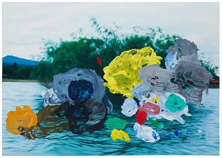 Eduardo Sarabia (20th/21st century), "Painted Memories 2," 2008, Oil on canvas, 56" H x 78.5" W x 2" D