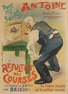 Henri Gabriel Ibels (1867-1936), "Tous les Soirs Antoine / Resultat des Courses," 1898, Lithograph in colors on paper, Sight: 63" H x 46" W