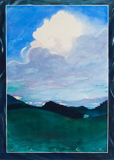 Lisa Kasprzycki (20th century), "Water," 1990, Pastel on two adjoined pieces of paper, Sight: 57" H x 42" W