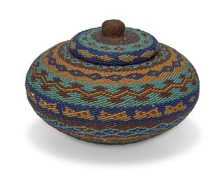 An African beaded basket