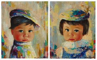 Myrle Medeiros (1912-1981), "Blex Lucy," and "Lexx Lucy," Each: Oil on canvas, Each: 10" H x 8" W