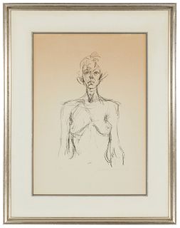 Alberto Giacometti (1901-1966), "Bust of a Nude" from "Derriere le Miroir," 1961, Lithograph on wove paper, watermark Arches, Sight: 20" H x 14" W