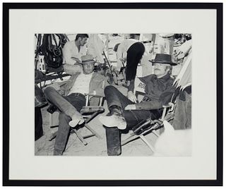 20th Century American School, Paul Newman and Robert Redford on the set of "Butch Cassidy and the Sundance Kid," Photograph on paper, Sight: 15.5" H x