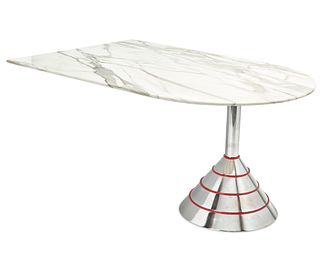 A Memphis Milano-style postmodern marble dining table