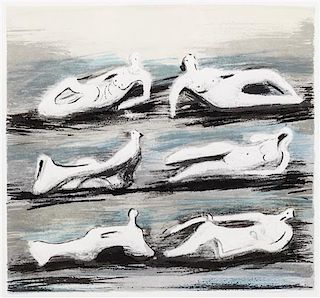 Henry Moore, (British, 1898-1986), Six Reclining Figures