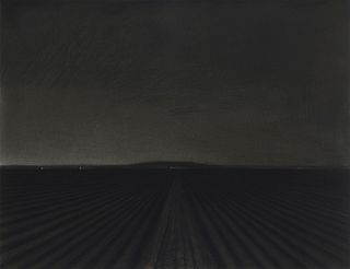 David Hines (b. circa 1955), "Near Bakersfield," 1988, Charcoal and pastel on paper, Image: 28" H x 36" W; Sheet: 32" H x 40" W