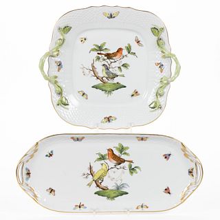 HUNGARIAN HEREND "ROTHSCHILD BIRD" PORCELAIN TRAYS, LOT OF TWO