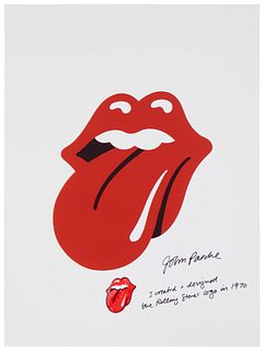 John Pasche (b. 1945), The Rolling Stones logo, Color poster on satin wove paper, annotated by the artist, Sheet: 24" H x 18" W