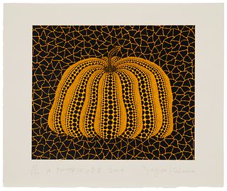 Yayoi Kusama (b. 1929), "A Pumpkin yB-B," 2004, Screenprint in colors on paper, Image: 9.5" H x 11.25" W