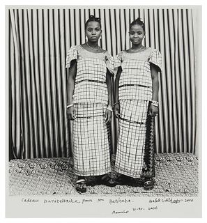 Malick Sidibe (1936-2016), "Les deux jumelles," circa 1975, Gelatin silver print on photographic paper, Image: 11" H x 11" W