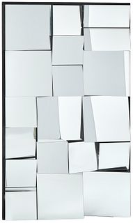 A modern Neal Small-style faceted wall mirror